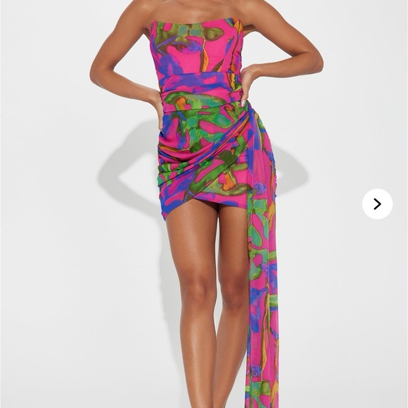 Vibrant Strapless Multicolor Dress - Picture 1 of 4